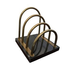 Vintage Marble Mail Holder With Arched Brass Mid‎ Century Modern